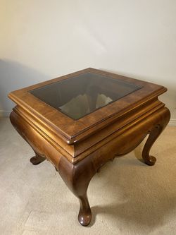 Vintage Mid Century Chinese Wood Glass Table