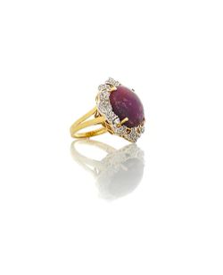 Ornate Star Ruby And White Sapphire Ring