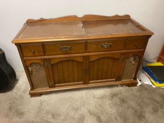 Vintage Record Player 1960s/1970s Magnavox Astro-Sonic Stereo Console Cabinet (Works!) + Vinyl Record Lot - Renton