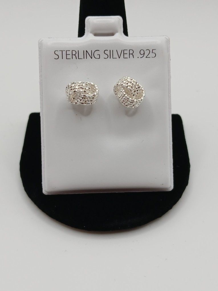 925 Sterling Silver Earrings Diamond Cut Knots