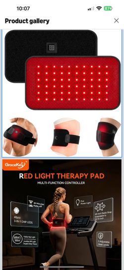 GRACEKEY MAT Gracekey 11.5"x7.2" Red Light Therapy Mat for Body 3-in-1 Infrared Light Therapy Pad for Pain Relief, Muscle Recovery-660nm & 850nm Wavel