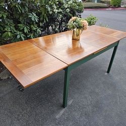 MARVELOUS Danish Modern Dining Table 2 Leaves Extensions Large Green
