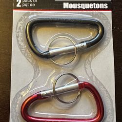 Carabiner Clips Pack of 2 Black & Red Tool Bench Hardware NEW