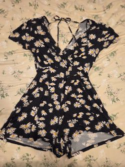 Black polkadot floral romper