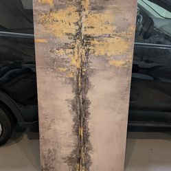 56" By 26" Gold And Gray Painting