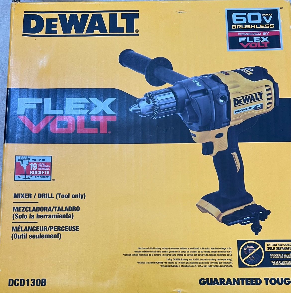Exclusive🔥 DEWALT FLEXVOLT 60V MAX Cordless Brushless 1/2 in. Concrete Mud Mixer/Drill with E-Clutch (Tool Only