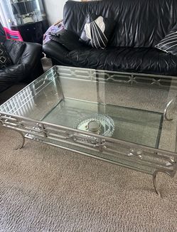 Diamond Sofa Avalon Coffee Table w/Clear Glass Top with Matching End Table