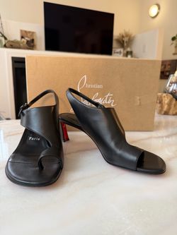 Christian Louboutin Black Leather Slingback Heels