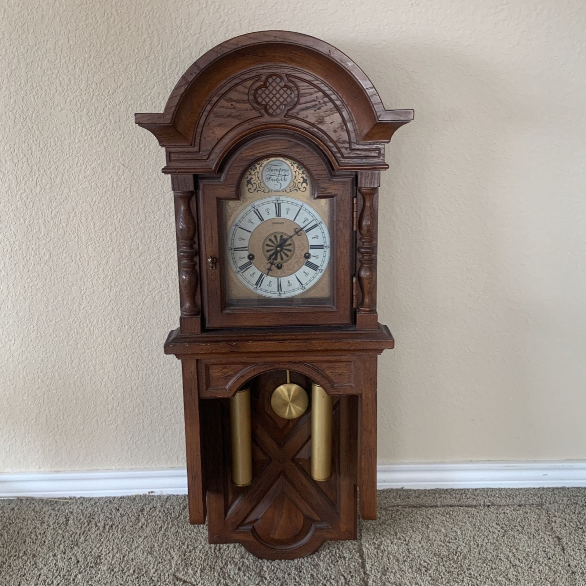 1970s Paragon Tempus Fugit Hanging Grandfather Clock