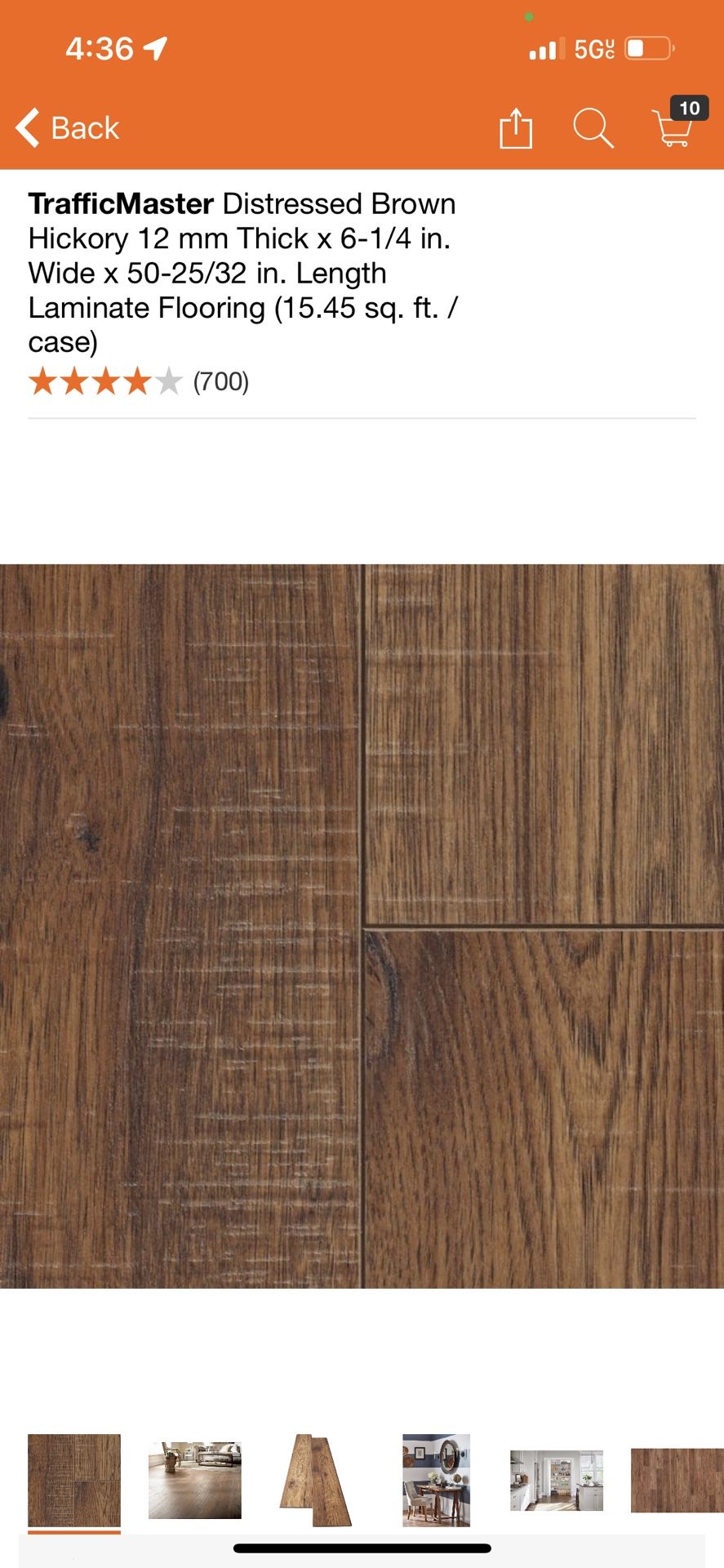 TrafficMaster Distressed Brown Hickory 12 mm Thick x 6-1/4 in. Wide x 50-25/32 in. Length Laminate Flooring (15.45 sq. ft. / case)