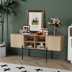 MODERION 55" Adjustable TV Stand Cabinet with 2 Storage Drawers and Open Shelf, Living Room Entertainment Center, Media Console Table, Dresser for Tel