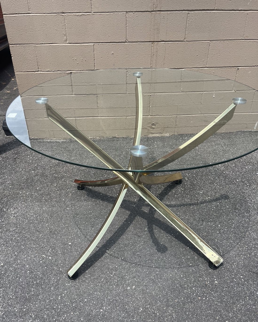 Modern Sculptural Glass Top Table