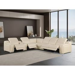 New Power 7 PC / 4 PWR Reclining Sectional.  Top Grain Italian Leather.  125”x139”x39”H.  Free Delivery!