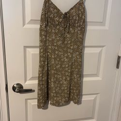 Beige Brown, Flowered Strapless Dress