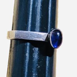 Amethyst Cabochon Flat Top Ring In A Size 5.5 Solid Silver