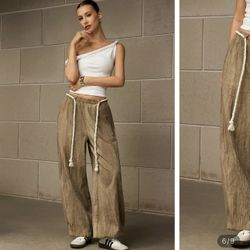 High waisted drawstring trouser