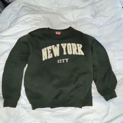 NYC Crewneck, Dark green, Off white, Sz M