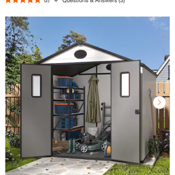 LATTOY 8 ft. W x 8 ft. D Outdoor Storage Resin Garden Shed for Backyard Outdoor (64 sq. ft. )