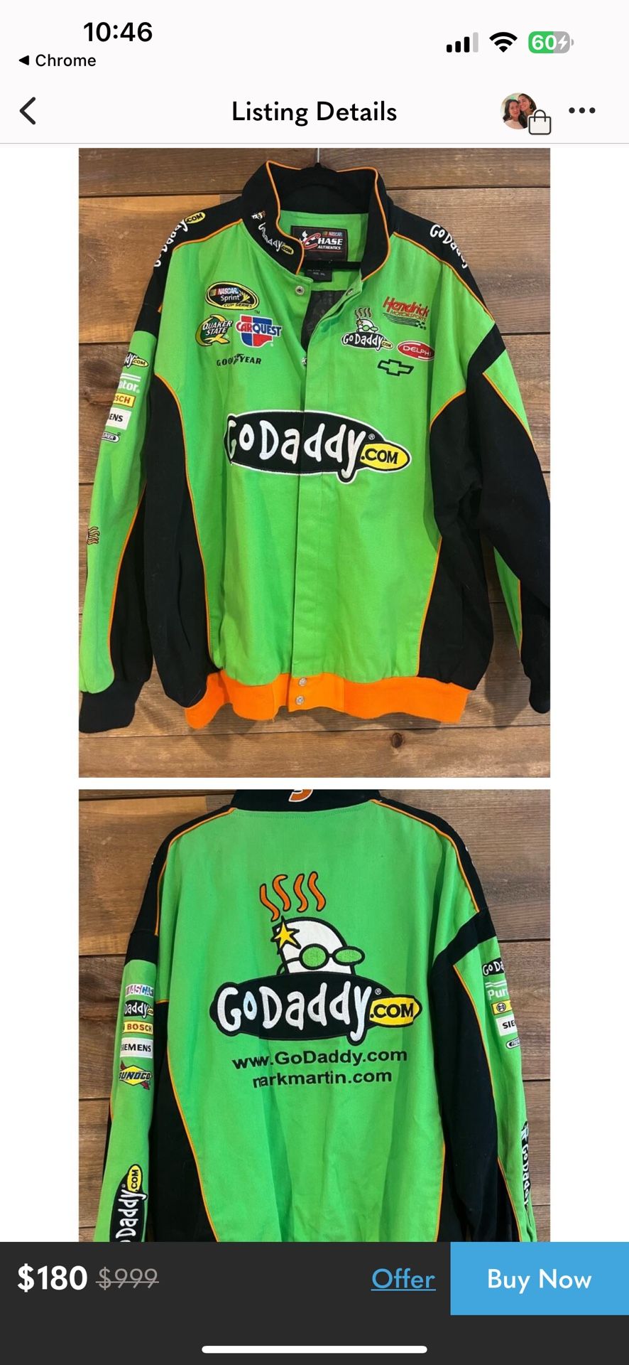 Go Daddy NASCAR Authentic Jacket