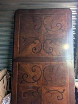 Large Wood Dining Table with Marquetry Inlay