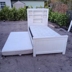 Twin Size Bed With Trundle And 2 Mattress 