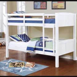 New In Box White Twin Size Bunk Bed, With 2 Mattress, We Can Deliver. Litera Con Colchones.