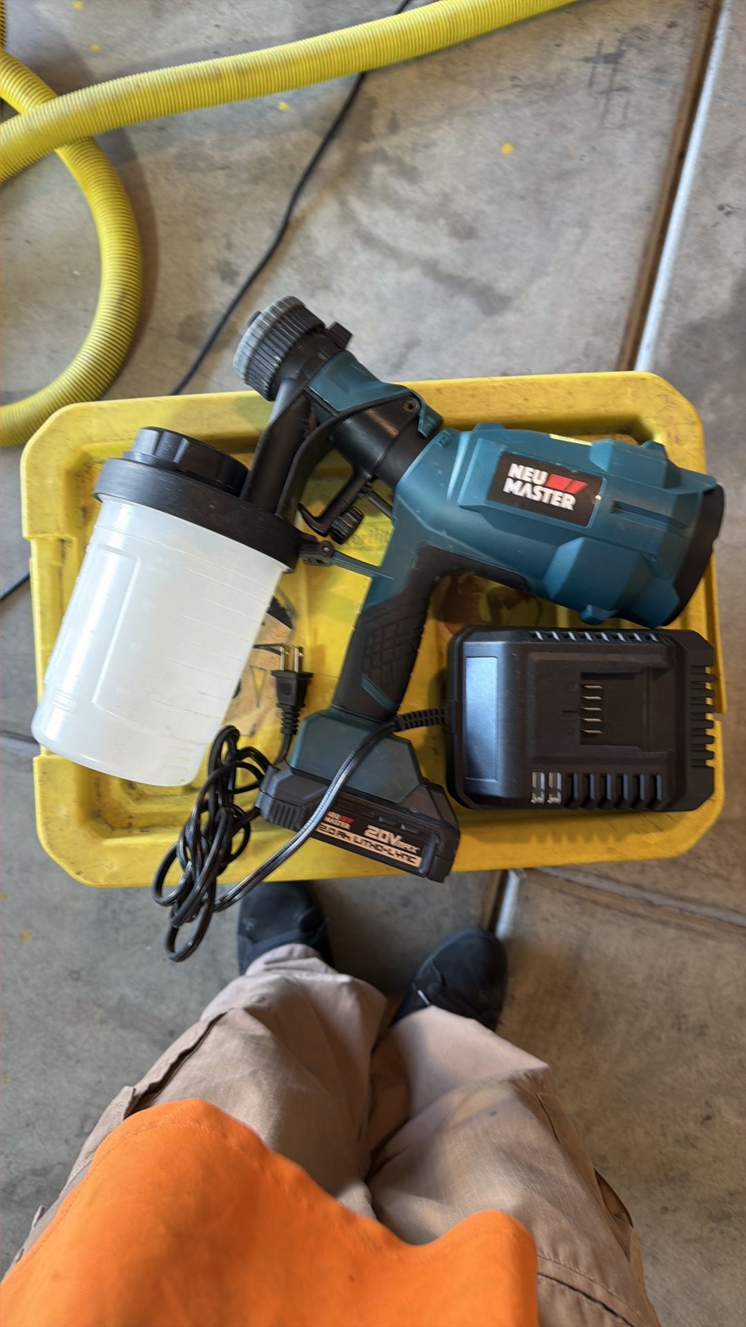 Battery powered paint sprayer