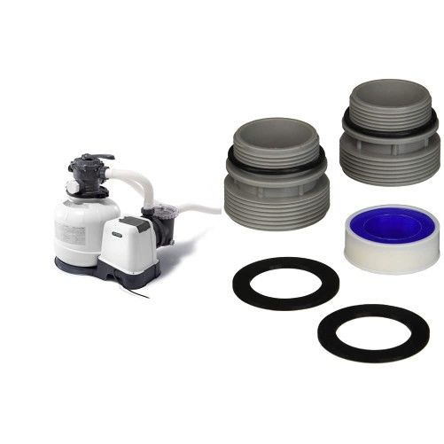 INTEX 26647EG SX2800 Krystal Clear Sand Filter Pump, 14in & GAME 4560 40mm to 1 1/2 Inch Conversion Kit (For Intex & Bestway Po