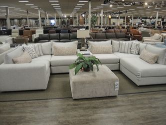 7 Pc Left Chaise Sectional - Light Gray | L-Shaped Couch | Corner Couch