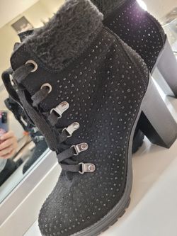 Sparkly  Rhinestone Block Heel Boots