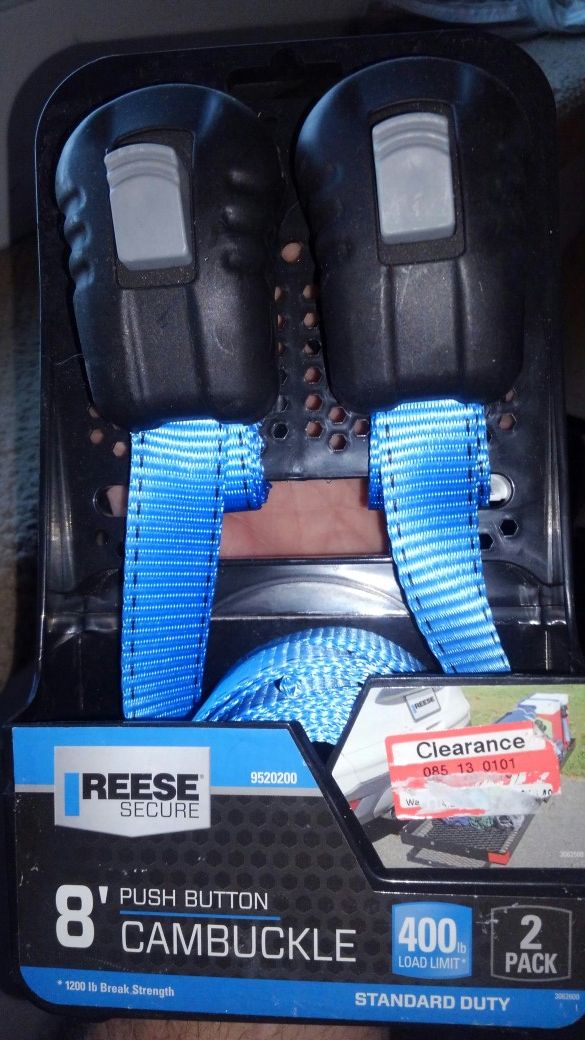 Reese secure 8 inch push button cam Buckle 2Pac