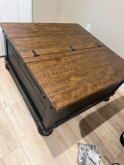 Rustic Wood Trunk Coffee Table with Casters