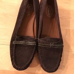 Talbots Brown Suede Leather Moccasins Loafers Flats with Bow - 8W