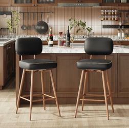 SET OF 3 Modern Swivel Upholstered Counter Stools  - FULLY ASSEMBLED - Brand New