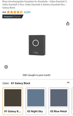 Ring Interchangeable Faceplate for Ring Video Doorbell 3, Galaxy Black 