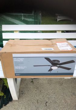 Brand new in box ceiling fan black with reversible blades black and mahogany