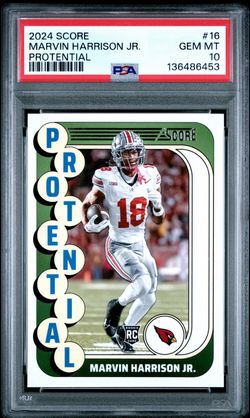2024 Score Marvin Harrison Jr. Protential PSA 10 GEM MT Rookie Card