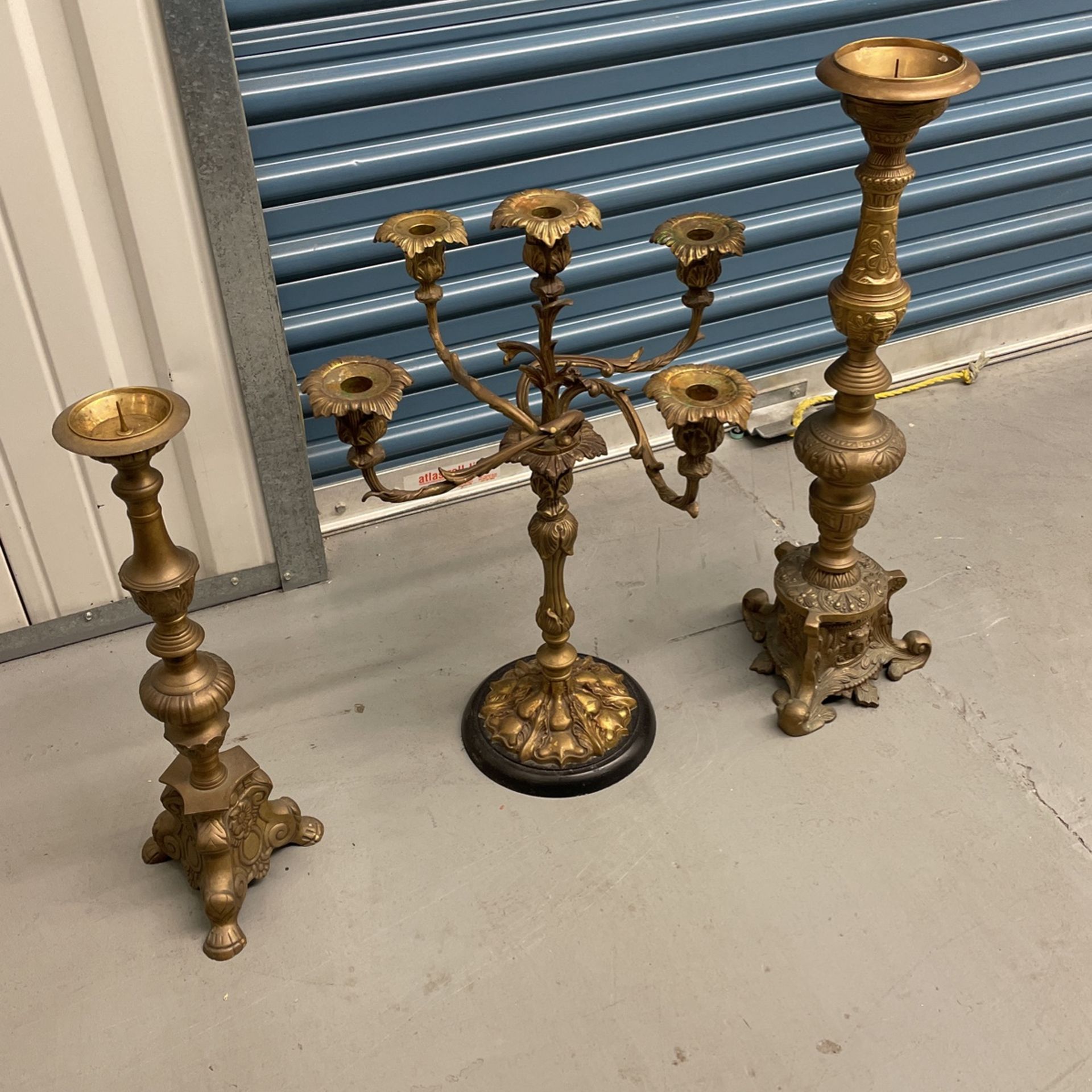 Real Solid Brass Gothic Candelabra Set