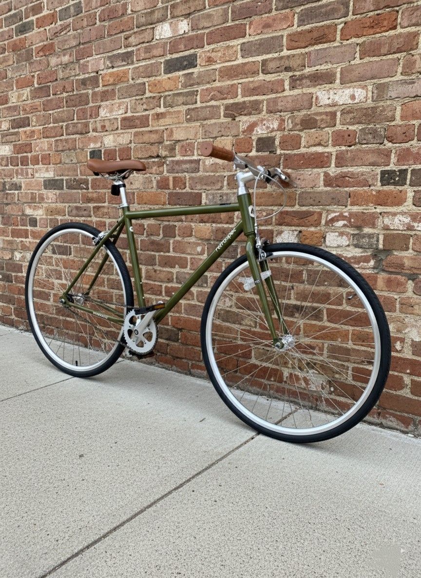 NEW 52CM RETROSPEC HARPER SINGLE SPEED FIXED GEAR FIXIE TRACK ROAD BIKE OLIVE GREEN DRAB