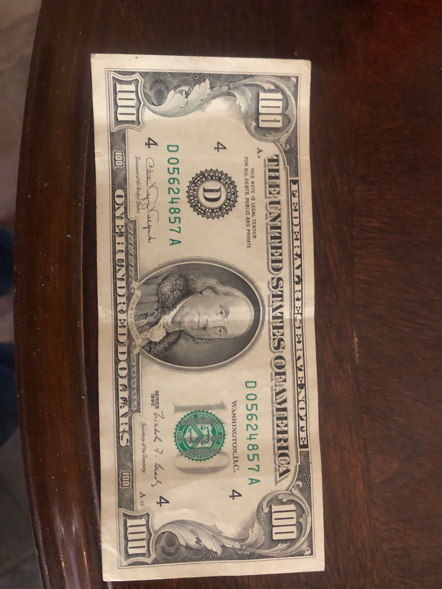 Small head Ben Franklin $100