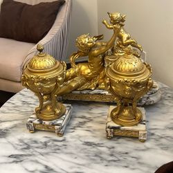 Antique Marble Clock Gold 3 PCs 