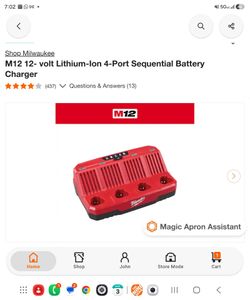 M12 12- volt Lithium-Ion 4-Port Sequential Battery Charger