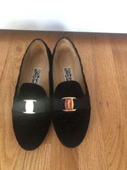 Ferragamo black loafers sz 38.5