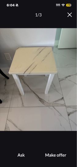 Small Side Table with Marble-Look Top