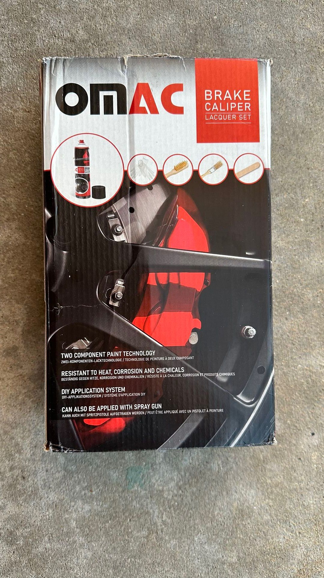 OMAC High Temperature Brake Caliper Paint System Kit, Heat Resistant Coating, Epoxy Paint Based System, Texas Red (Glossy)