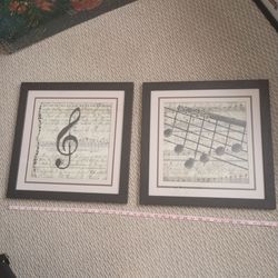 Set of 2 Framed Music Sheet Wall Art Prints