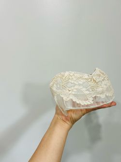 Vintage 1950s Lace Bridal Headband | Pearl Edge Wedding Hair Piece