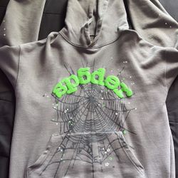 green/grey sp5der hoodie 
