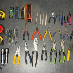Large Hand Tool Lot – Pliers, Cutters, Tape Measures, Hex Keys + Craftsman Toolbox
