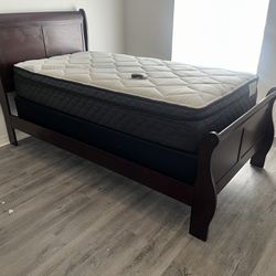 Full Size Bed Frame With Free Mattress 